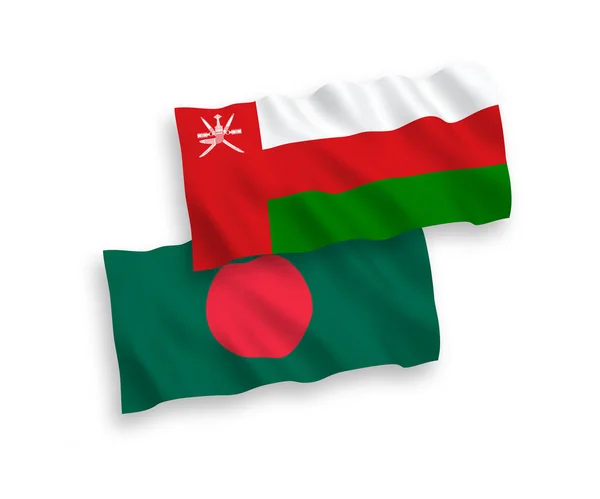 Nationales Vektor Gewebe Schwenkt Flaggen Des Sultanats Oman Und Bangladesch — Stockvektor