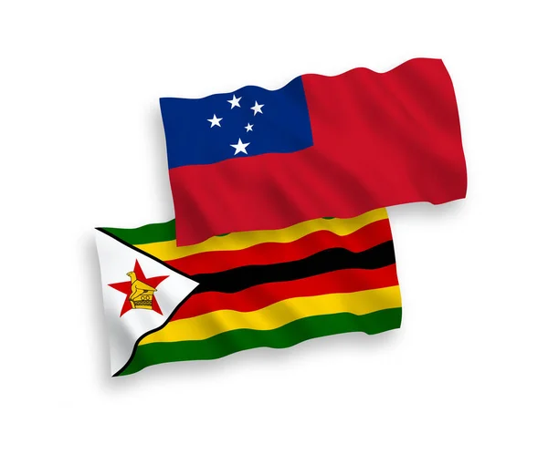 Banderas Nacionales Ondas Vectoriales Del Estado Independiente Samoa Zimbabue Aisladas — Archivo Imágenes Vectoriales