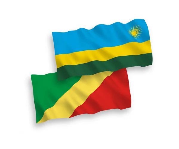 Nationale Vectorweefsel Golf Vlaggen Van Republiek Rwanda Republiek Congo Geïsoleerd — Stockvector