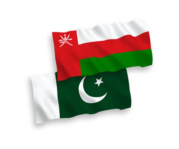 Národní Vektorové Vlnové Vlajky Sultána Ománu Pákistánu Izolované Bílém Pozadí — Stockový vektor