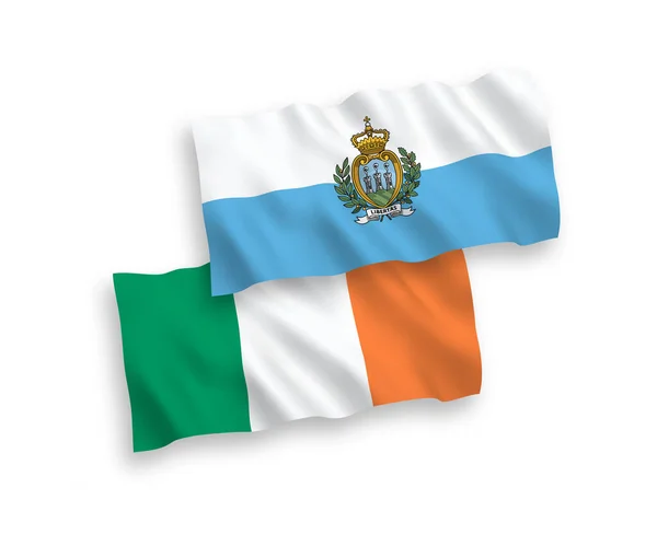 National Vector Fabric Wave Flags Ireland San Marino Isolated White — Stock Vector