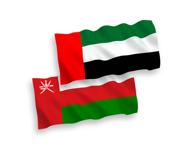 Drapeaux Ondes Tissu Vectoriel National Sultanat Oman Des Émirats Arabes — Image vectorielle