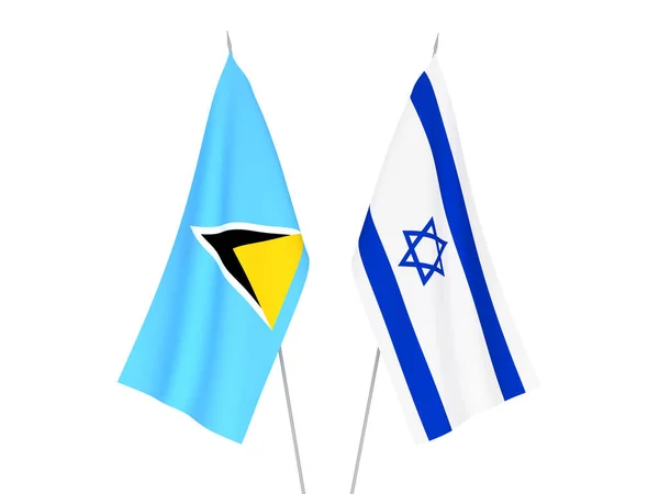 圣卢西亚和以色列的国旗以白色背景隔离 3D渲染说明 — 图库照片