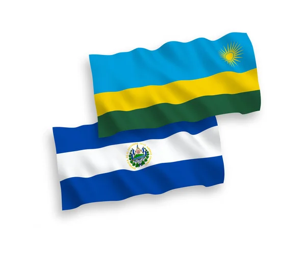 Drapeaux Nationaux Vectoriels Tissu République Rwanda République Salvador Isolés Sur — Image vectorielle