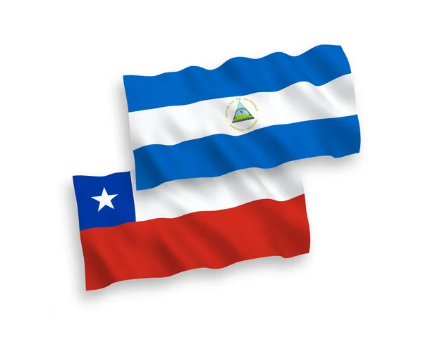 Bandeiras Onda Tecido Vetorial Nacional Nicarágua Chile Isoladas Fundo Branco —  Vetores de Stock