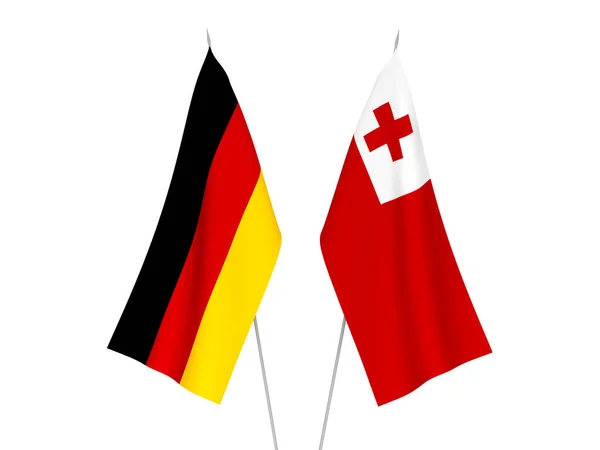 National Fabric Flags Germany Kingdom Tonga Isolated White Background Rendering — Stock Photo, Image