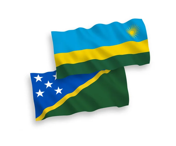 卢旺达共和国和所罗门群岛的国家病媒织物在白色背景下相互隔离 1比2的比例 — 图库矢量图片