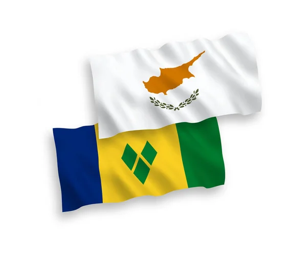 Национальные Векторные Ткани Волновые Флаги Кипра Сент Винсента Гренадин Изолированы — стоковый вектор