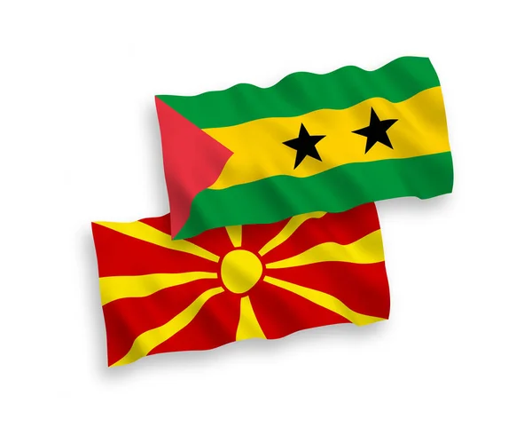Banderas Nacionales Ondas Vectoriales Santo Tomás Príncipe Macedonia Del Norte — Archivo Imágenes Vectoriales