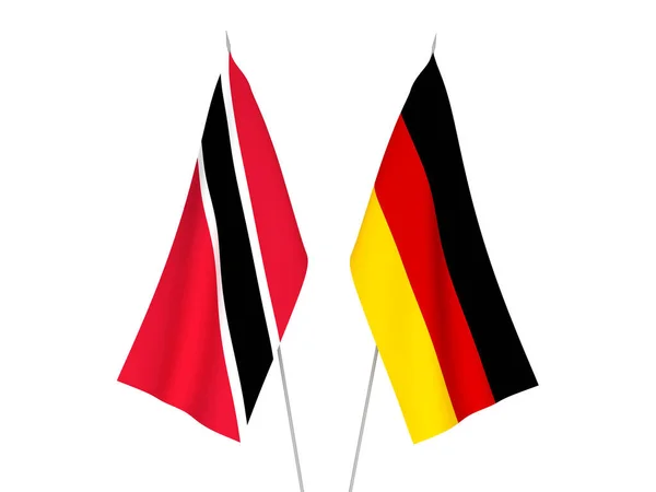 Nationell Tyg Flaggor Tyskland Och Republiken Trinidad Och Tobago Isolerade — Stockfoto