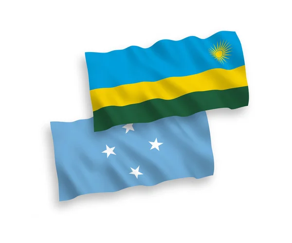National Vector Fabric Wave Flags Republic Rwanda Federated States Micronesia — Stock Vector