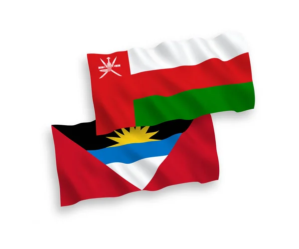 Banderas Nacionales Ondas Vectoriales Sultanato Omán Antigua Barbuda Aisladas Sobre — Vector de stock