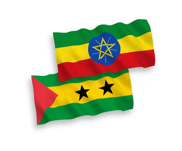 Banderas Nacionales Ondas Vectoriales Santo Tomás Príncipe Etiopía Aisladas Sobre — Archivo Imágenes Vectoriales