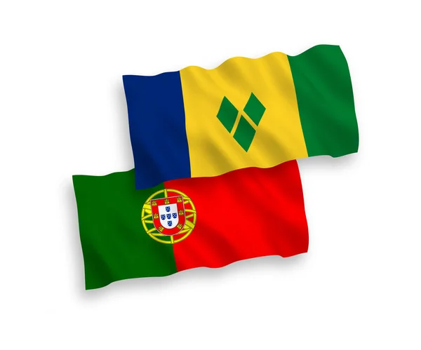 Drapeaux Nationaux Vectoriels Des Vagues Tissu Portugal Saint Vincent Les — Image vectorielle
