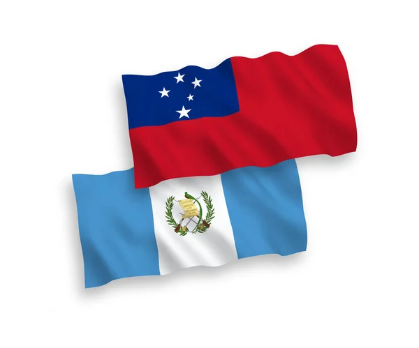 Banderas Nacionales Ondas Vectoriales Del Estado Independiente Samoa República Guatemala — Vector de stock