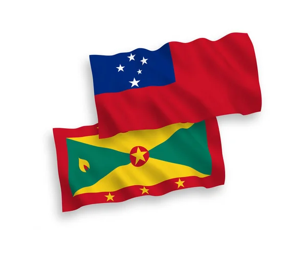 Флаги Независимого Государства Самоа Гренады Белом Фоне Соотношение — стоковый вектор