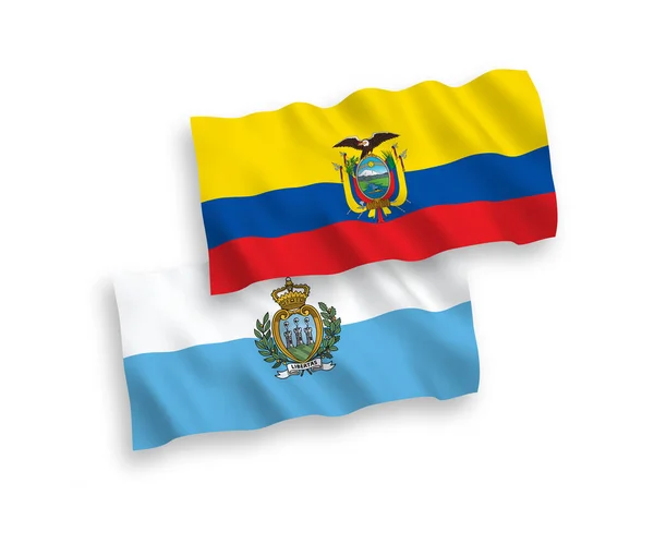 Banderas Nacionales Ondas Vectoriales San Marino Ecuador Aisladas Sobre Fondo — Archivo Imágenes Vectoriales