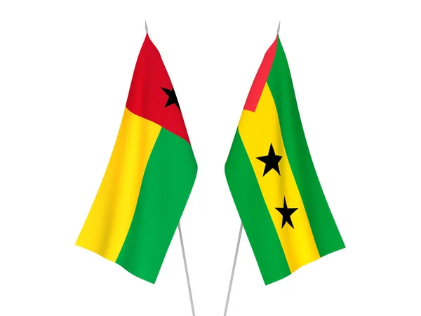 Szent Tamás Herceg Bissau Guineai Köztársaság Nemzeti Szövetzászlói Fehér Alapon — Stock Fotó