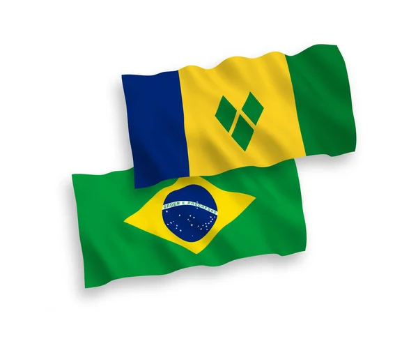 Εθνικό Διάνυσμα Υφασμάτινες Σημαίες Της Βραζιλίας Και Του Αγίου Βικεντίου — Διανυσματικό Αρχείο