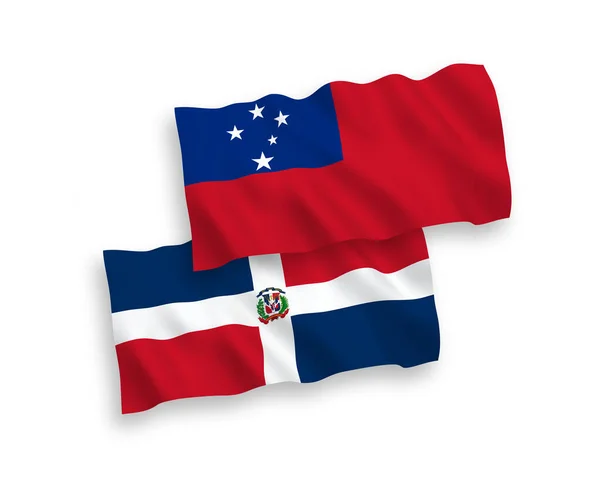 Nationale Vector Weefsel Golf Vlaggen Van Onafhankelijke Staat Samoa Dominicaanse — Stockvector