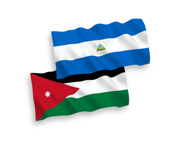 Banderas Nacionales Ondas Vectoriales Nicaragua Reino Hachemita Jordania Aisladas Sobre — Archivo Imágenes Vectoriales