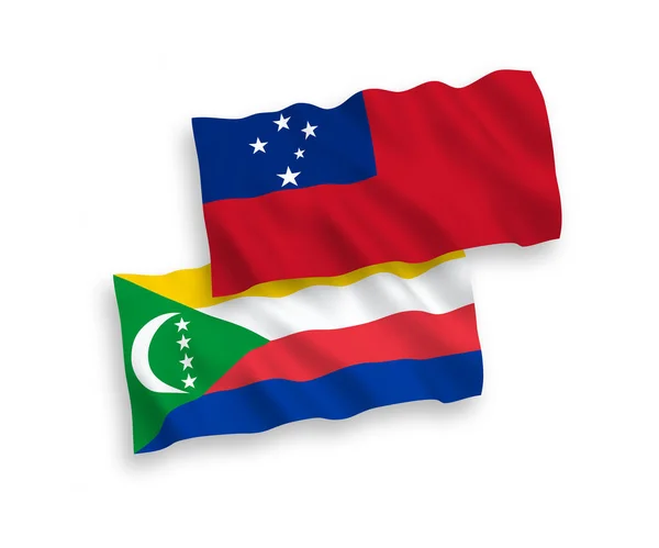 Banderas Nacionales Ondas Vectoriales Del Estado Independiente Samoa Unión Las — Vector de stock