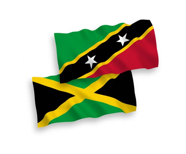 Флаги Федерации Святого Кристофера Невиса Ямайки Белом Фоне Соотношение — стоковый вектор