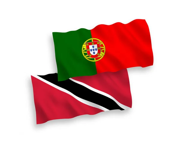 Флаги Португалии Республики Тринидад Тобаго Изолированы Белом Фоне Соотношение — стоковый вектор