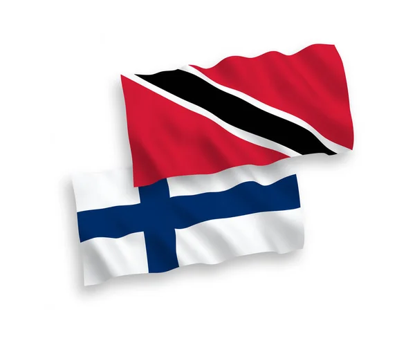 Белом Фоне Выделены Национальные Векторные Флаги Финляндии Республики Тринидад Тобаго — стоковый вектор