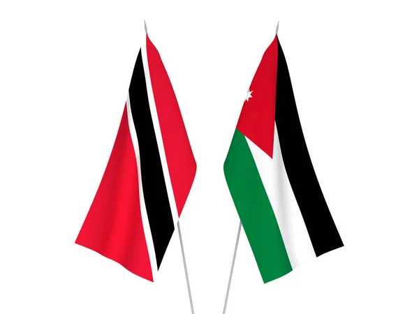 National Fabric Flags Republic Trinidad Tobago Hashemite Kingdom Jordan Isolated — Stock Photo, Image