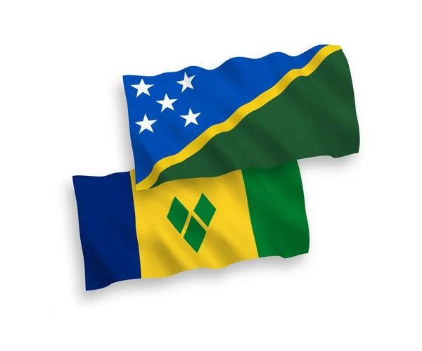 Белом Фоне Выделены Национальные Векторные Волновые Флаги Сент Винсента Гренадин — стоковый вектор