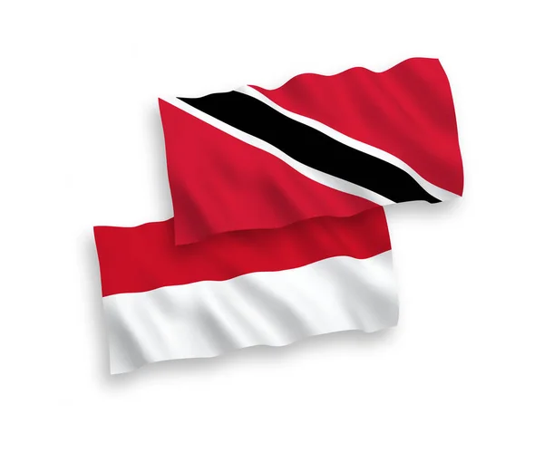 Bandeiras Onda Tecido Vetorial Nacional Indonésia República Trinidad Tobago Isoladas —  Vetores de Stock