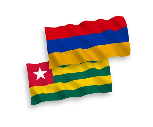 Banderas Nacionales Ondas Vectoriales República Togolesa Armenia Aisladas Sobre Fondo — Vector de stock