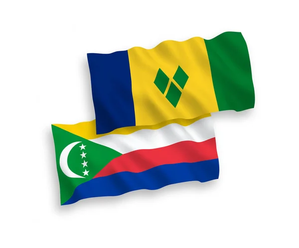 Národní Vektorové Vlnové Vlajky Svatého Vincence Grenadin Komorského Svazu Izolované — Stockový vektor