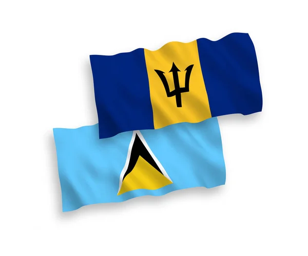 Nationale Vector Weefsel Golf Vlaggen Van Saint Lucia Barbados Geïsoleerd — Stockvector