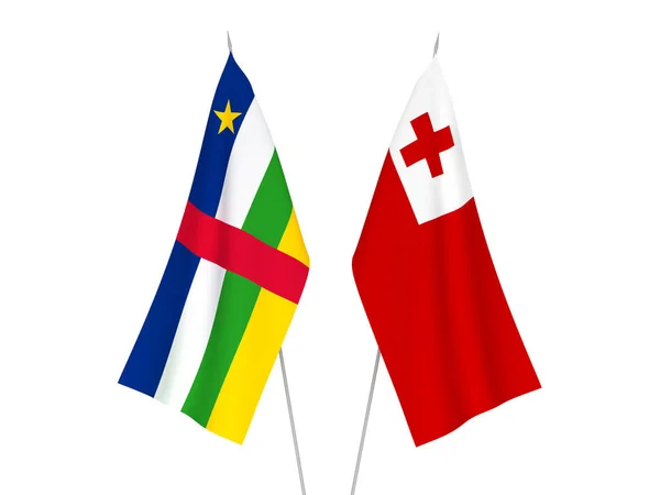 Nationalfahnen Des Königreichs Tonga Und Der Zentralafrikanischen Republik Isoliert Auf — Stockfoto