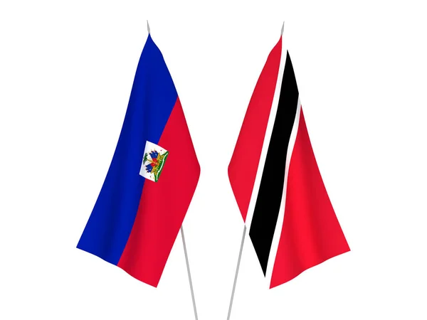 Banderas Nacionales Tela República Trinidad Tobago República Haití Aisladas Sobre — Foto de Stock