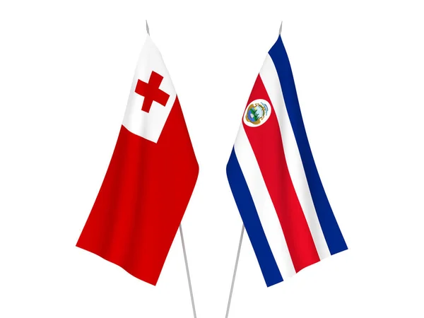 Nationale Stoffen Vlaggen Van Het Koninkrijk Tonga Republiek Costa Rica — Stockfoto