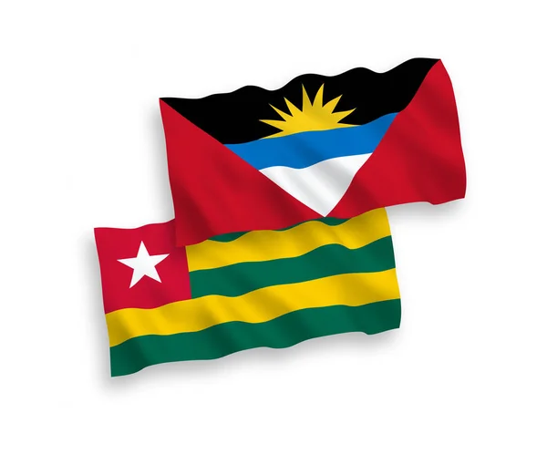 Banderas Nacionales Ondas Vectoriales República Togolesa Antigua Barbuda Aisladas Sobre — Vector de stock