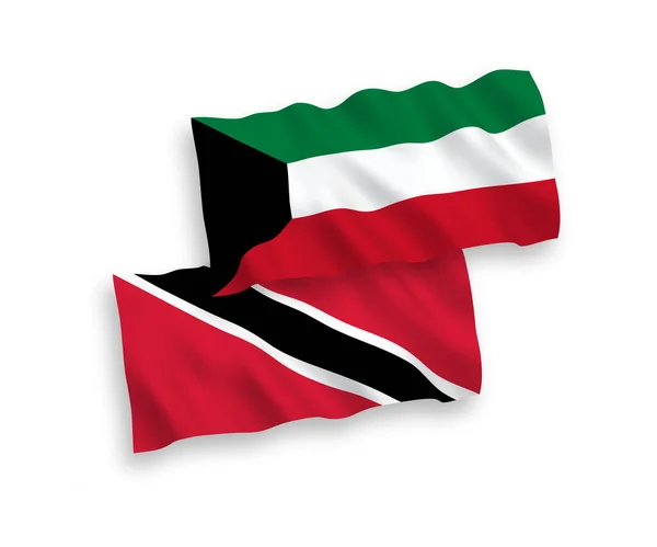 Флаги Республики Тринидад Тобаго Кувейта Белом Фоне Соотношение — стоковый вектор