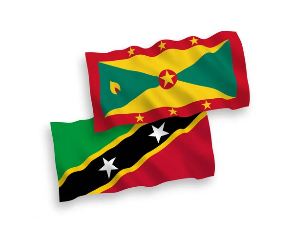 National Vector Fabric Wave Flags Federation Saint Christopher Nevis Grenada — Stock Vector
