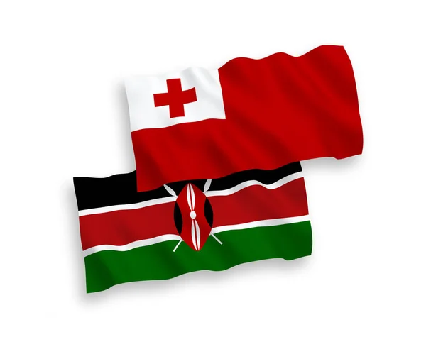 Bandeiras Tecido Vetorial Nacional Reino Tonga Quênia Isoladas Fundo Branco —  Vetores de Stock