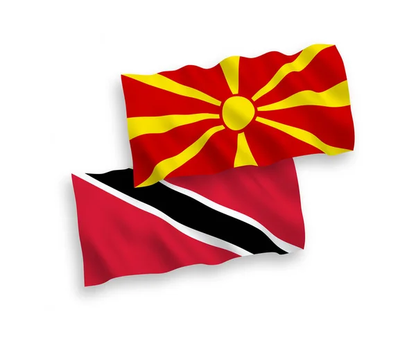 Trinidad Cumhuriyeti Tobago Kuzey Makedonya Nın Ulusal Taşıyıcı Kumaş Bayrakları — Stok Vektör