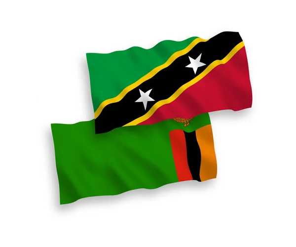 Národní Vektorové Vlnové Vlajky Federace Svatého Kryštofa Nevise Zambijské Republiky — Stockový vektor