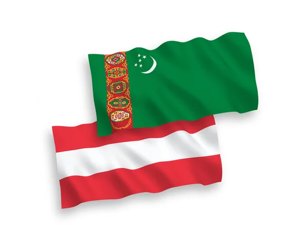 Белом Фоне Выделены Национальные Векторные Волновые Флаги Австрии Туркменистана Соотношение — стоковый вектор