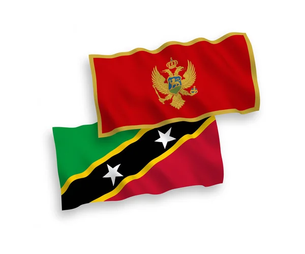 Bandeiras Tecido Vetorial Nacional Federação São Cristóvão Nevis Montenegro Isoladas — Vetor de Stock