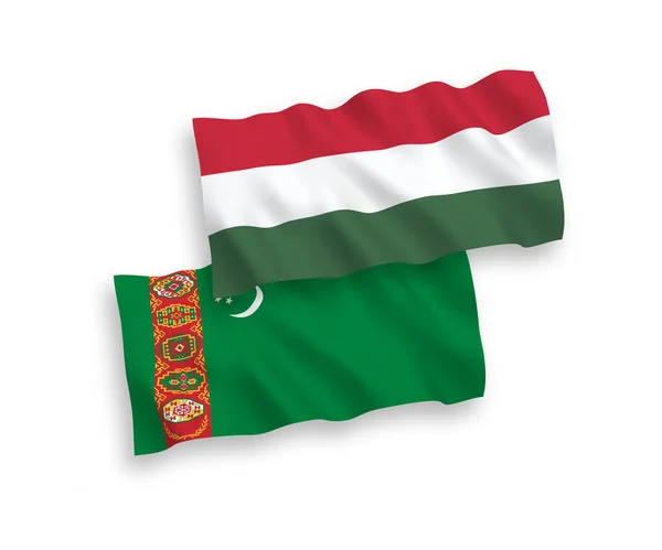 Nationalfahnen Turkmenistans Und Ungarns Auf Weißem Hintergrund Verhältnis — Stockvektor