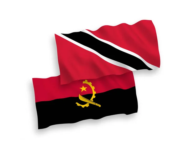 Nemzeti Vektor Szövet Hullám Zászlók Köztársaság Trinidad Tobago Angola Elszigetelt — Stock Vector