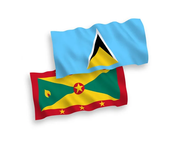 Národní Vektorové Tkaniny Vlnové Vlajky Svaté Lucie Grenady Izolované Bílém — Stockový vektor