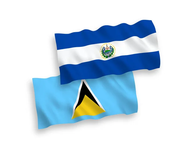 Nemzeti Vektor Szövet Hullám Zászlók Saint Lucia Salvador Köztársaság Elszigetelt — Stock Vector
